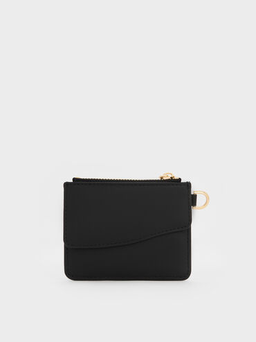 Agatha Chain-Accent Wristlet Card Holder, Black, hi-res