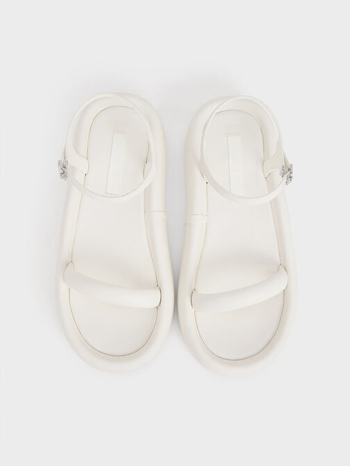 Padded Flatform Sandals, White, hi-res