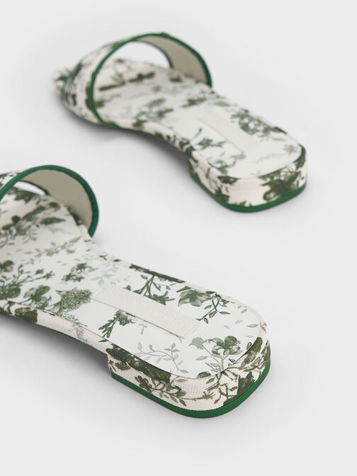 Floral-Print Slide Sandals, , hi-res
