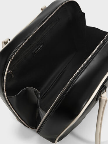 กระเป๋าทรงโบว์ลิ่งดีไซน์แบบทูโทนไซซ์ใหญ่รุ่น Sianna, สีมัลติ, hi-res