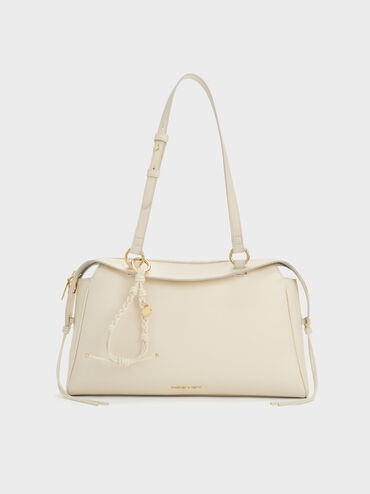 Haylen Braided-Charm Shoulder Bag, Cream, hi-res