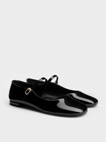 Patent D'Orsay Mary Janes, Black Patent, hi-res