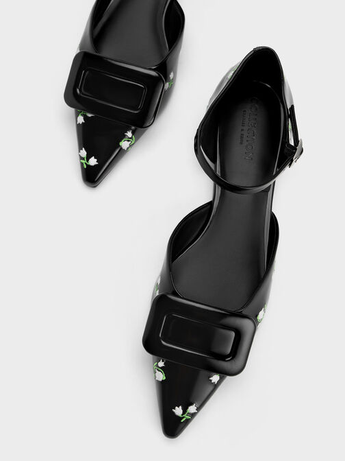 Rosalie Leather Floral D'Orsay Flats, , hi-res
