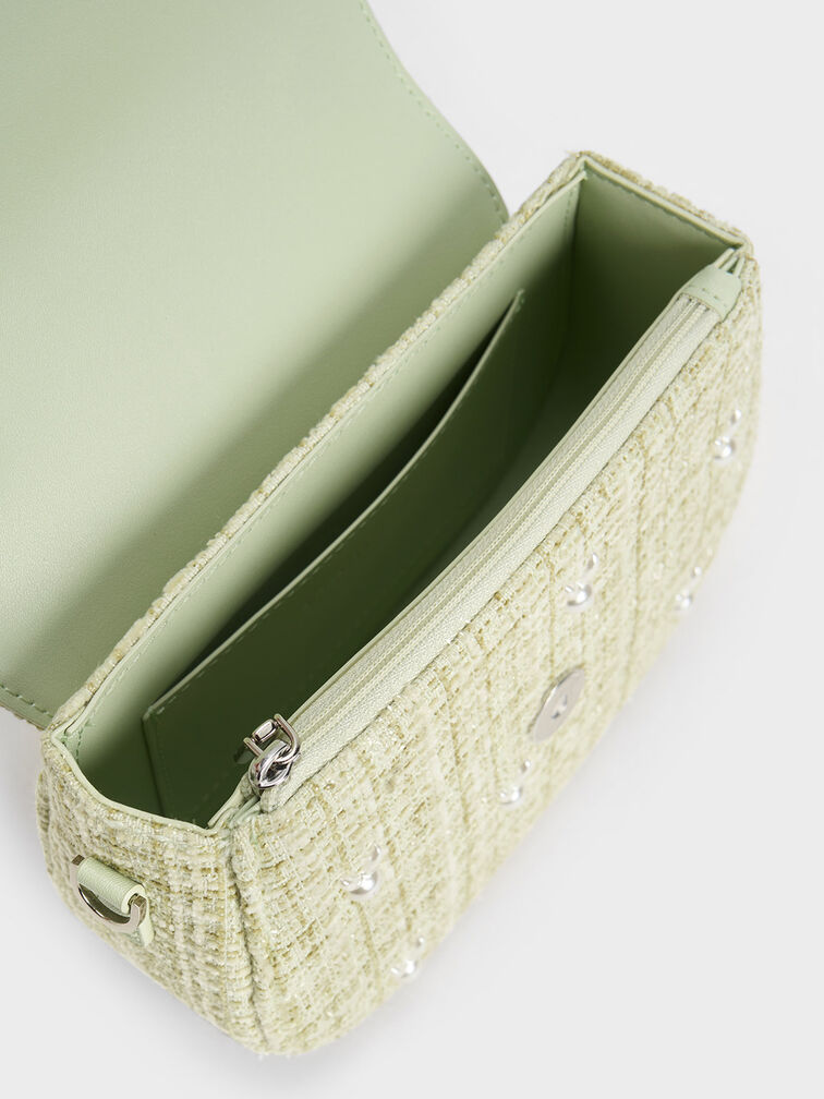 Bunny Tweed Beaded Handle Bag, , hi-res