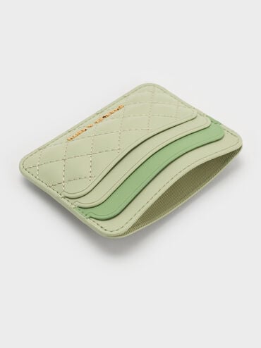 Cleo Two-Tone Quilted Card Holder, Matcha Green, hi-res