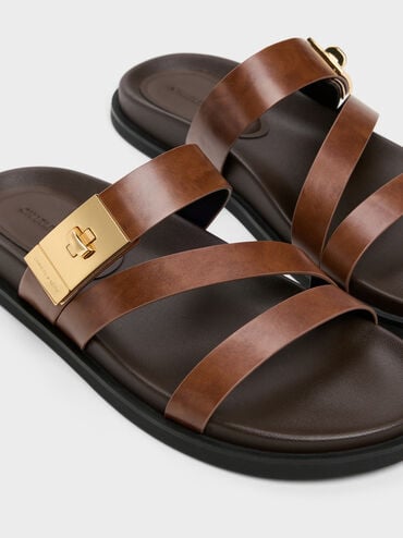 รองเท้าแตะดีไซน์สายคาดรุ่น Aelin, สีคอนยัค, hi-res