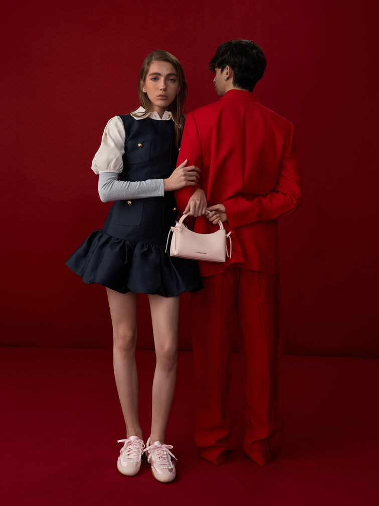 กระเป๋าถือประดับโบว์รุ่น Hazel, สีซอฟต์พิงค์, hi-res
