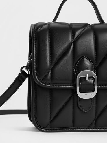 Lin Quilted Belted Backpack, , hi-res