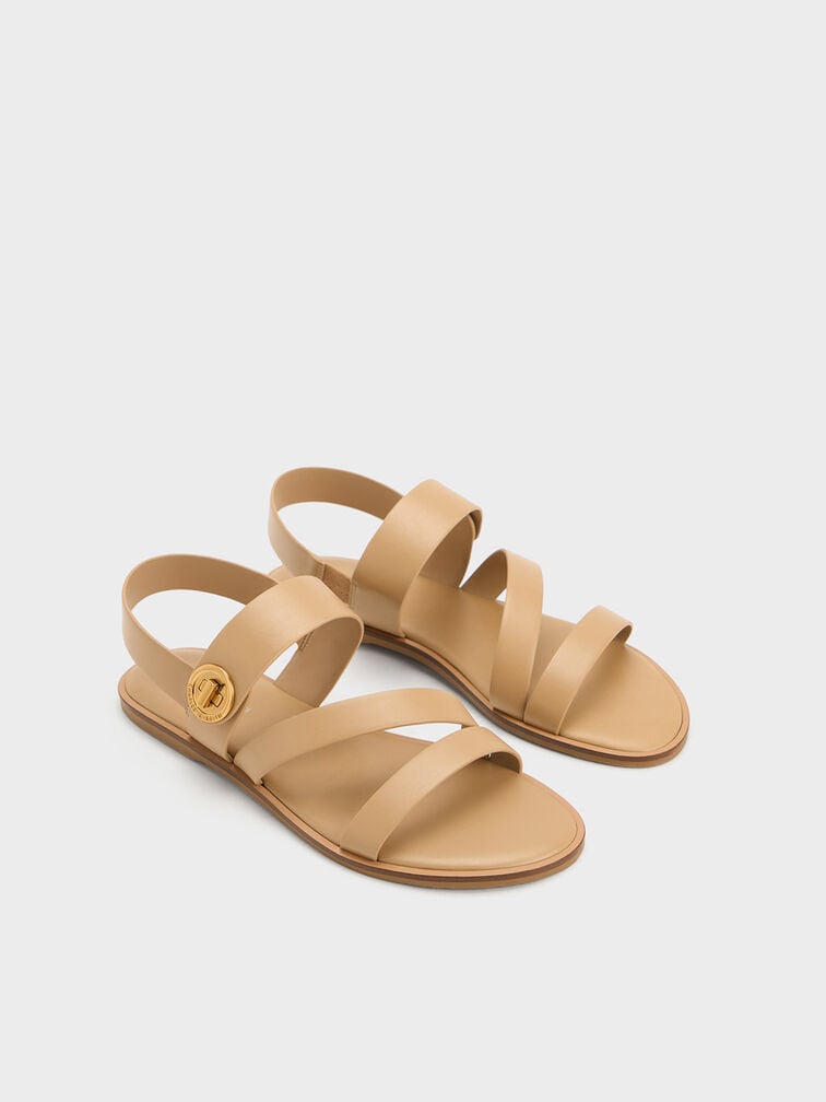 Yara Turn Lock Strappy Sandals, Camel, hi-res