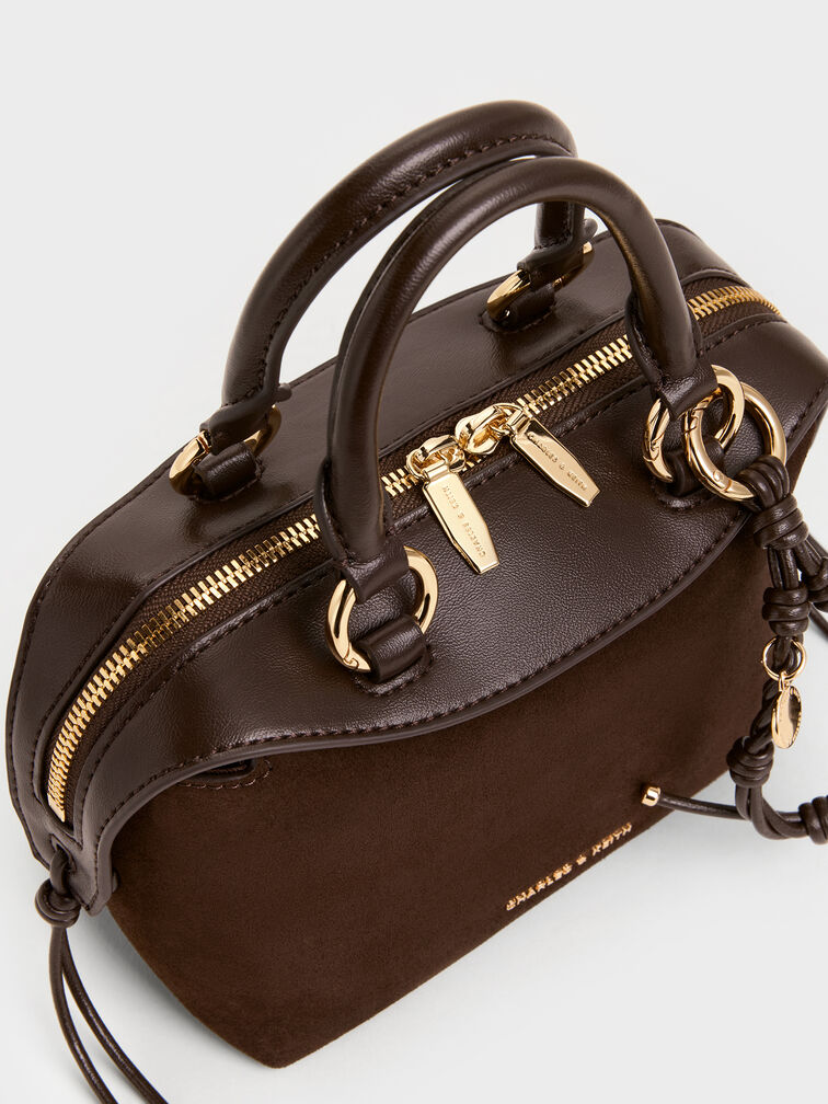 Haylen Braided-Charm Bowling Bag, Espresso Brown, hi-res