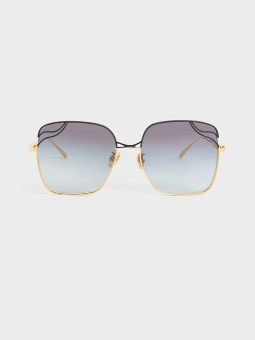 Wavy Wire-Frame Square Sunglasses, , hi-res
