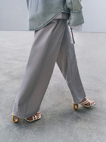 Sculptural-Heel Strappy Mules, White, hi-res