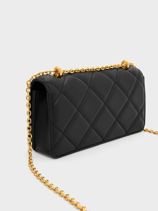 Paffuto Chain Handle Quilted Long Wallet, , hi-res