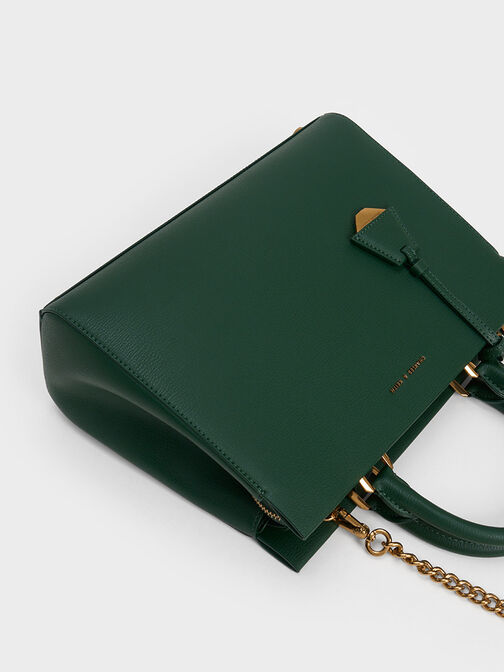 Mirabelle Structured Handbag, Dark Green, hi-res