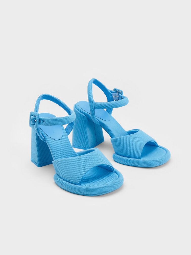 Sinead Woven Trapeze Heel Buckled Sandals, , hi-res