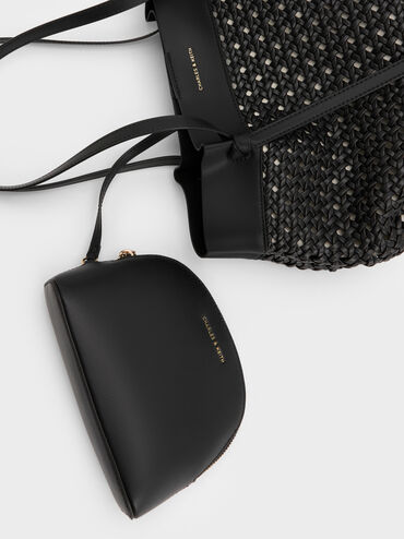 กระเป๋าโท้ทดีเทลงานสานรุ่น Calla, สีดำ, hi-res