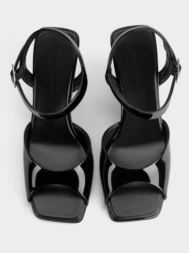 Patent Translucent-Heel Ankle-Strap Wedges, Black Patent, hi-res