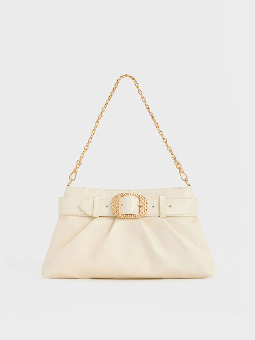 Avis Belted Ruched Shoulder Bag, , hi-res