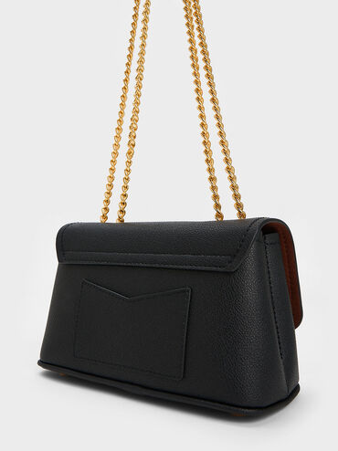Alcott Push-Lock Chain Bag, สีดำ, hi-res