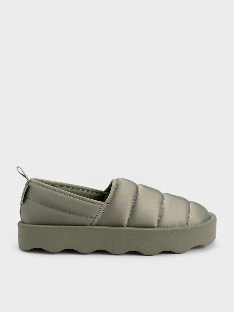 Puffy Nylon Panelled Loafers, , hi-res