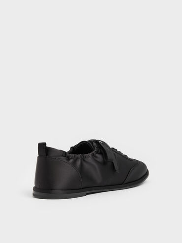 Satin Ruched Sneakers, Black Textured, hi-res