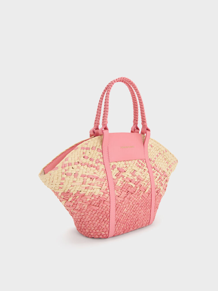 Shalia Raffia Basket Bag, Guava Pink, hi-res