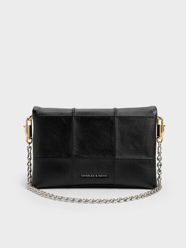 Delfina Quilted Wallet On Chain, Black, hi-res