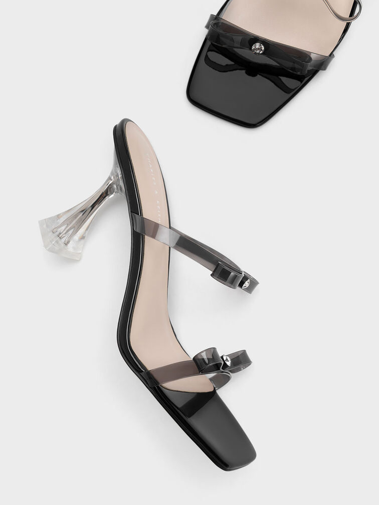 Embellished Bow See-Through Sandals, , hi-res