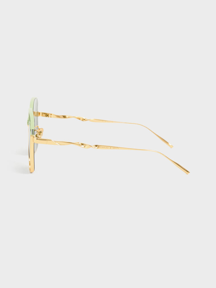 Wavy Wire-Frame Square Sunglasses, , hi-res