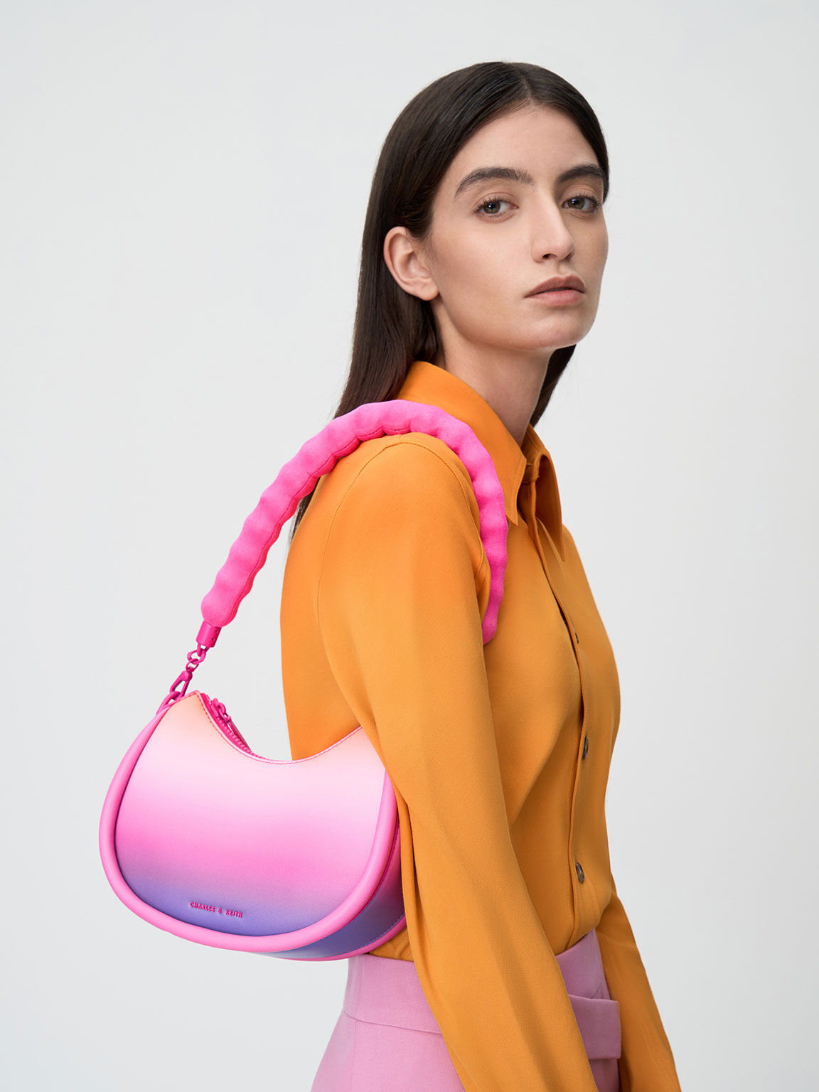 Holographic Lana Holographic Curved Shoulder Bag - CHARLES & KEITH TH