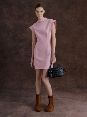 กระเป๋าถือดีไซน์สานรุ่น Ivette, สีดำอะไหล่สีเงิน, hi-res