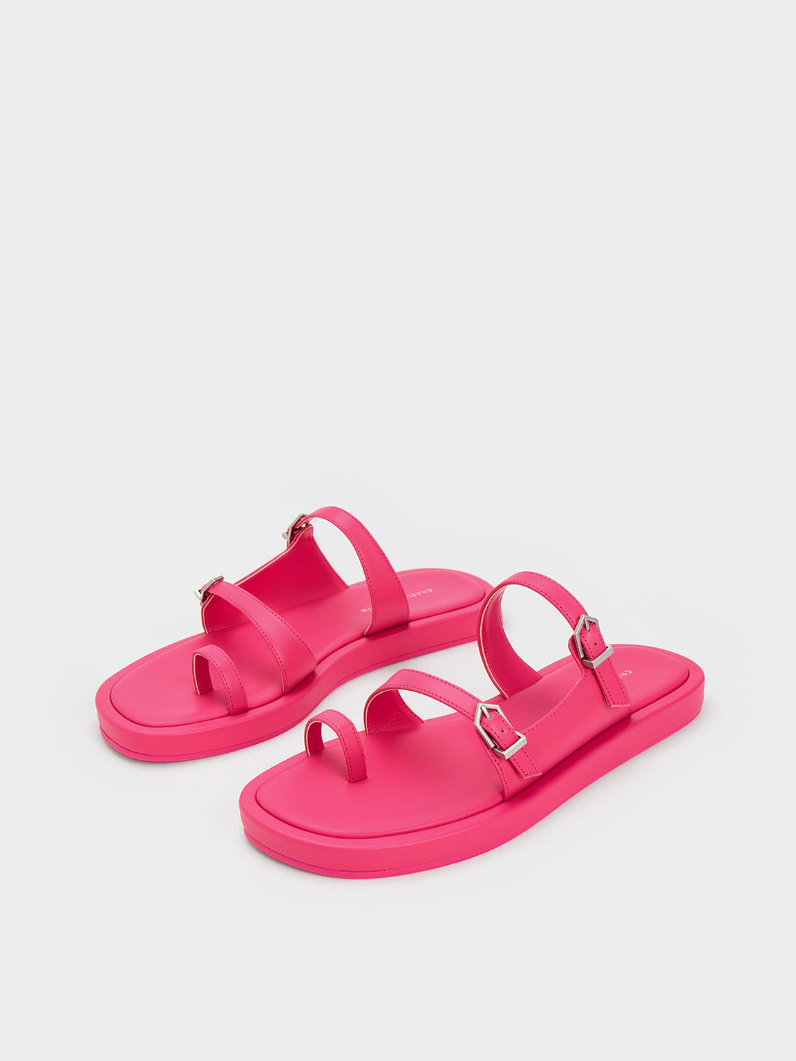 Hot pink double buckle sandals store