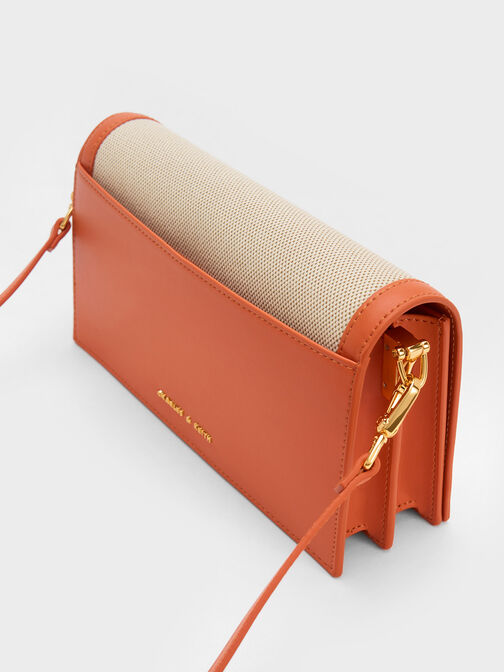 Alcott Scarf Handle Canvas Clutch, สีส้ม, hi-res