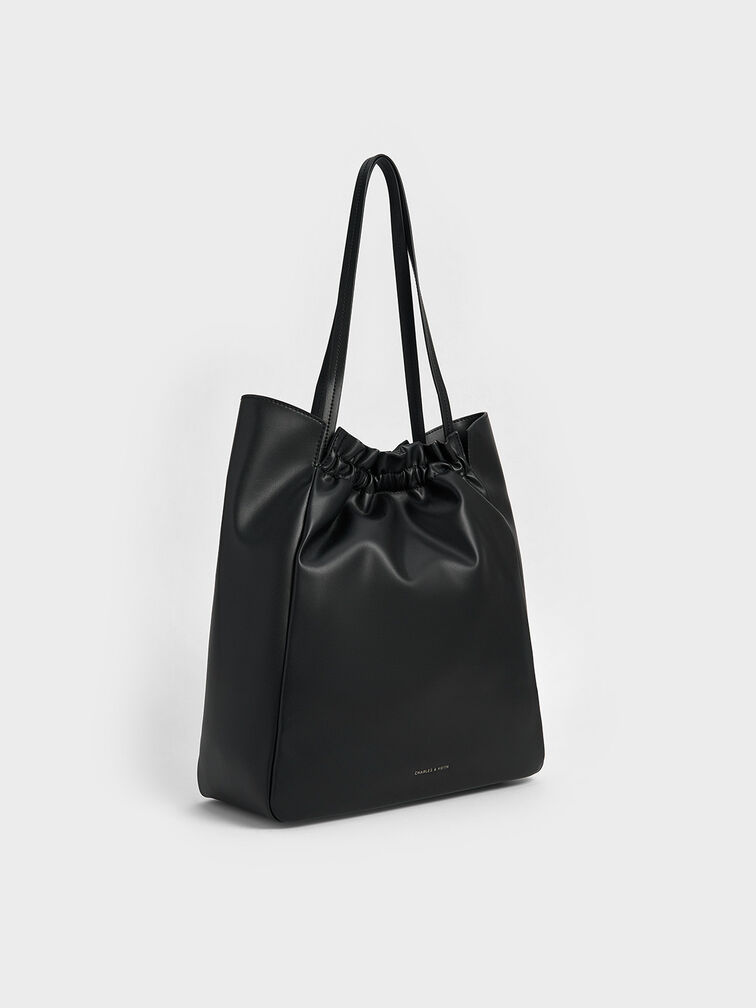 Brigette Ruched Tote Bag, Noir, hi-res