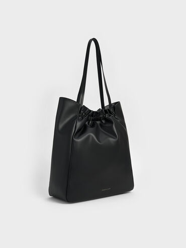 Brigette Ruched Tote Bag, Noir, hi-res