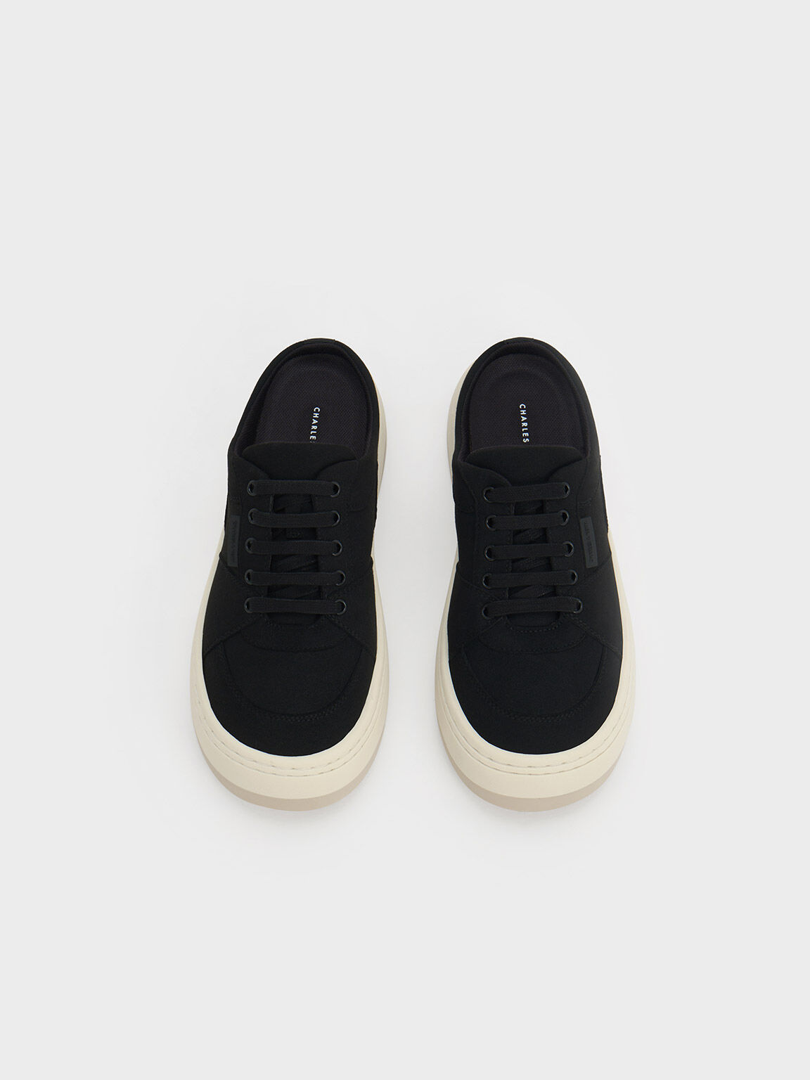 Black Textured Slip On Sneakers CHARLES KEITH TH