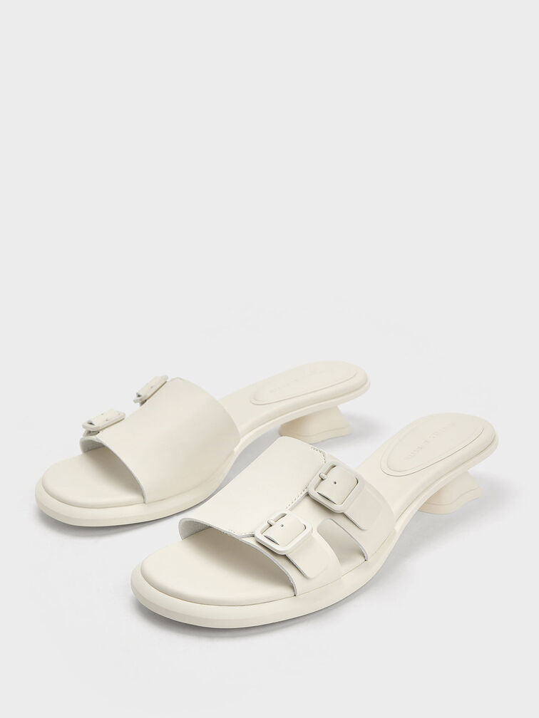 Double Buckle Sculptural Mules, , hi-res