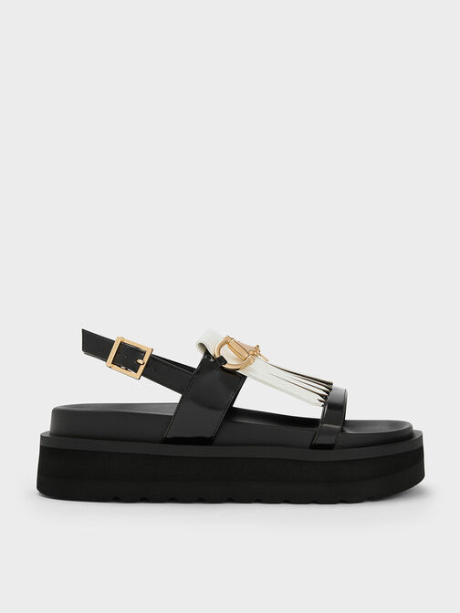 Horsebit & Fringe Platform Sandals, , hi-res