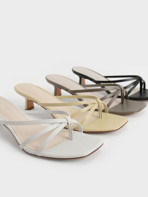Strappy Heeled Toe-Loop Sandals, , hi-res