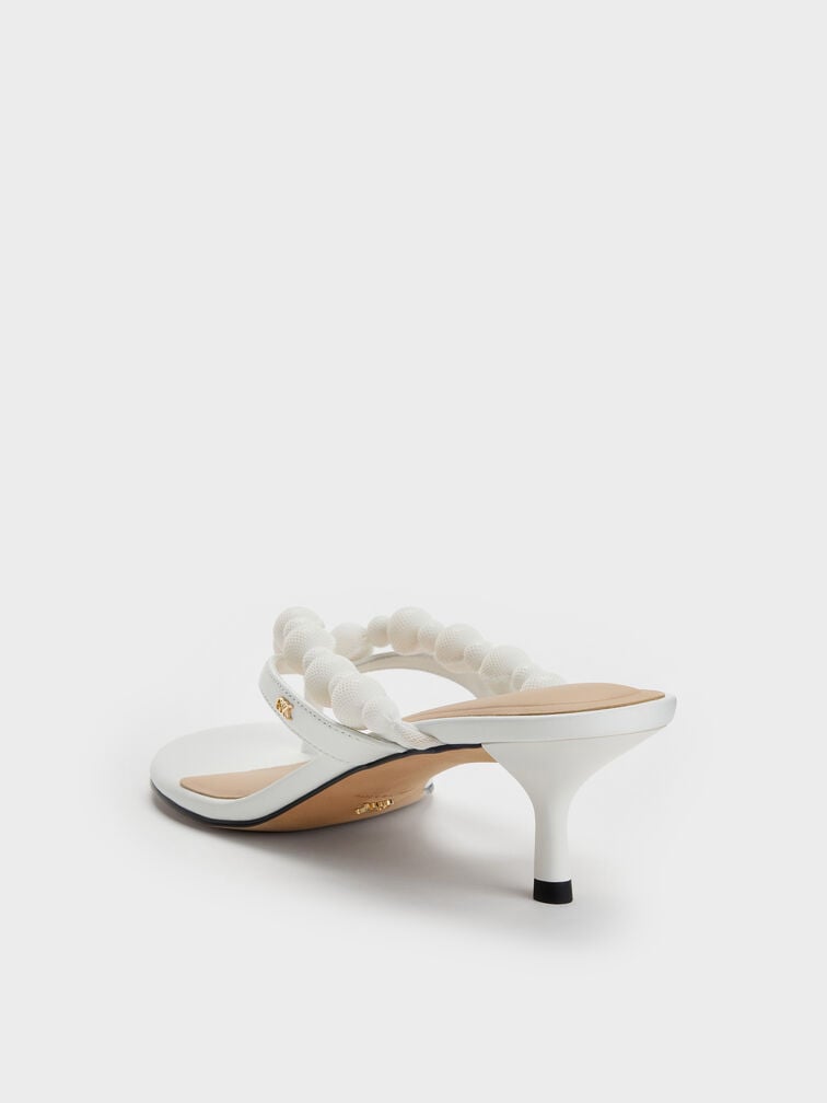 Leather Beaded Thong Kitten Heels, Chalk, hi-res