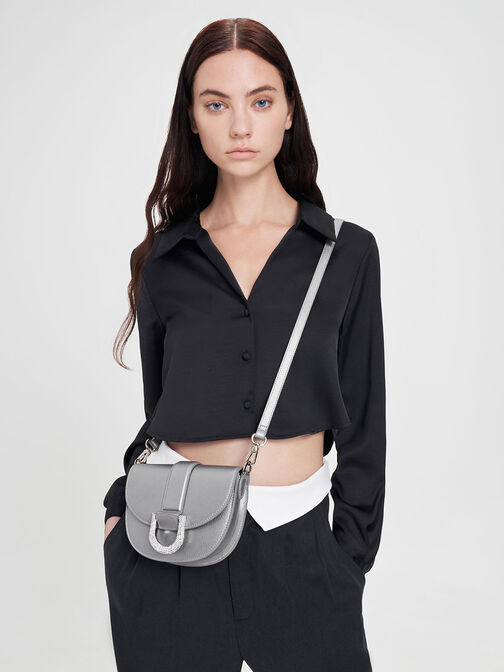 Mini Gabine Leather Saddle Bag, , hi-res