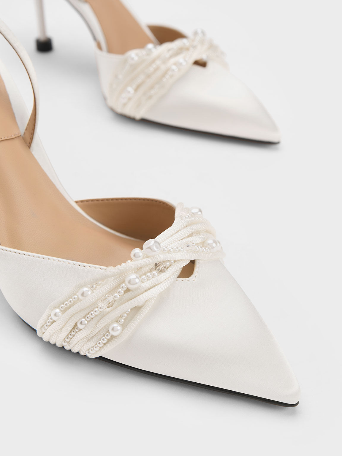 Satin pumps ivory sales