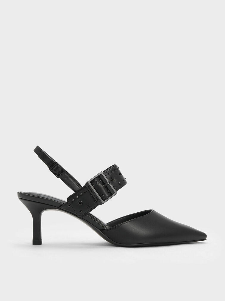 Sepphe Grommet Slingback Pumps, Black, hi-res