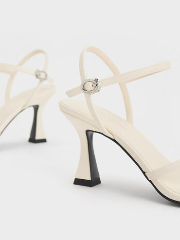 Strappy Trapeze Heel Sandals, Chalk, hi-res