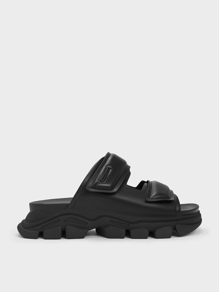 Dash Double Strap Slides, สีดำ, hi-res