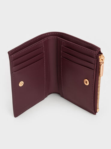 Midori Geometric Top-Zip Wallet, Wineberry Red, hi-res
