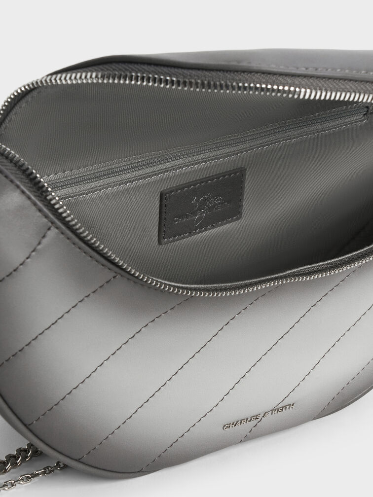 Philomena Half-Moon Crossbody Bag, Grey, hi-res