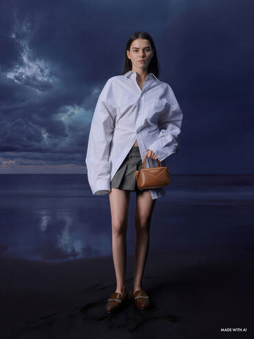 กระเป๋าโบว์ลิ่งดีไซน์ลายเรขาคณิตรุ่น Midori, สีช็อคโกแลต, hi-res