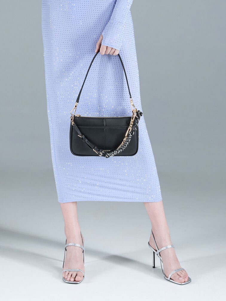 Addison Knotted-Rope Shoulder Bag, Black, hi-res