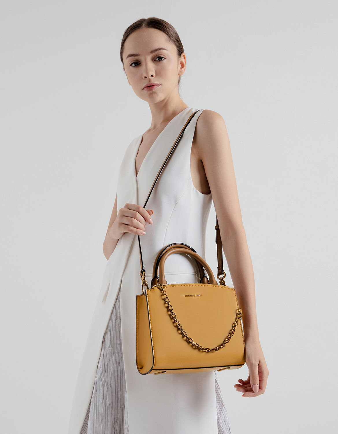 charles and keith chain link classic handbag